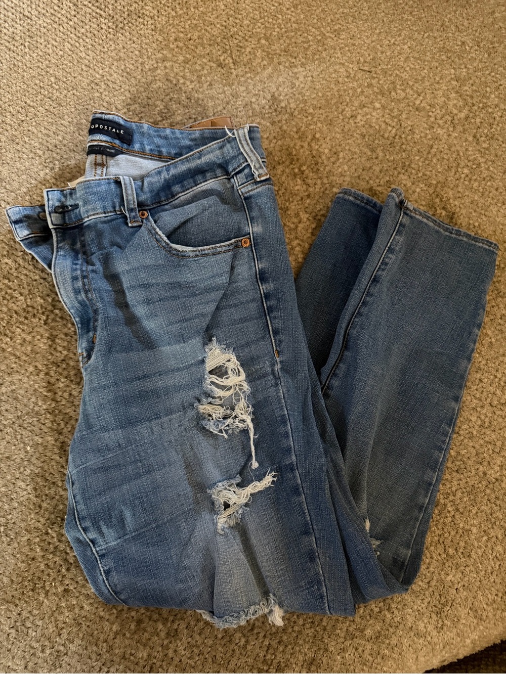 Aeropostale Women's Medium Blue Distressed Skinny Jeans